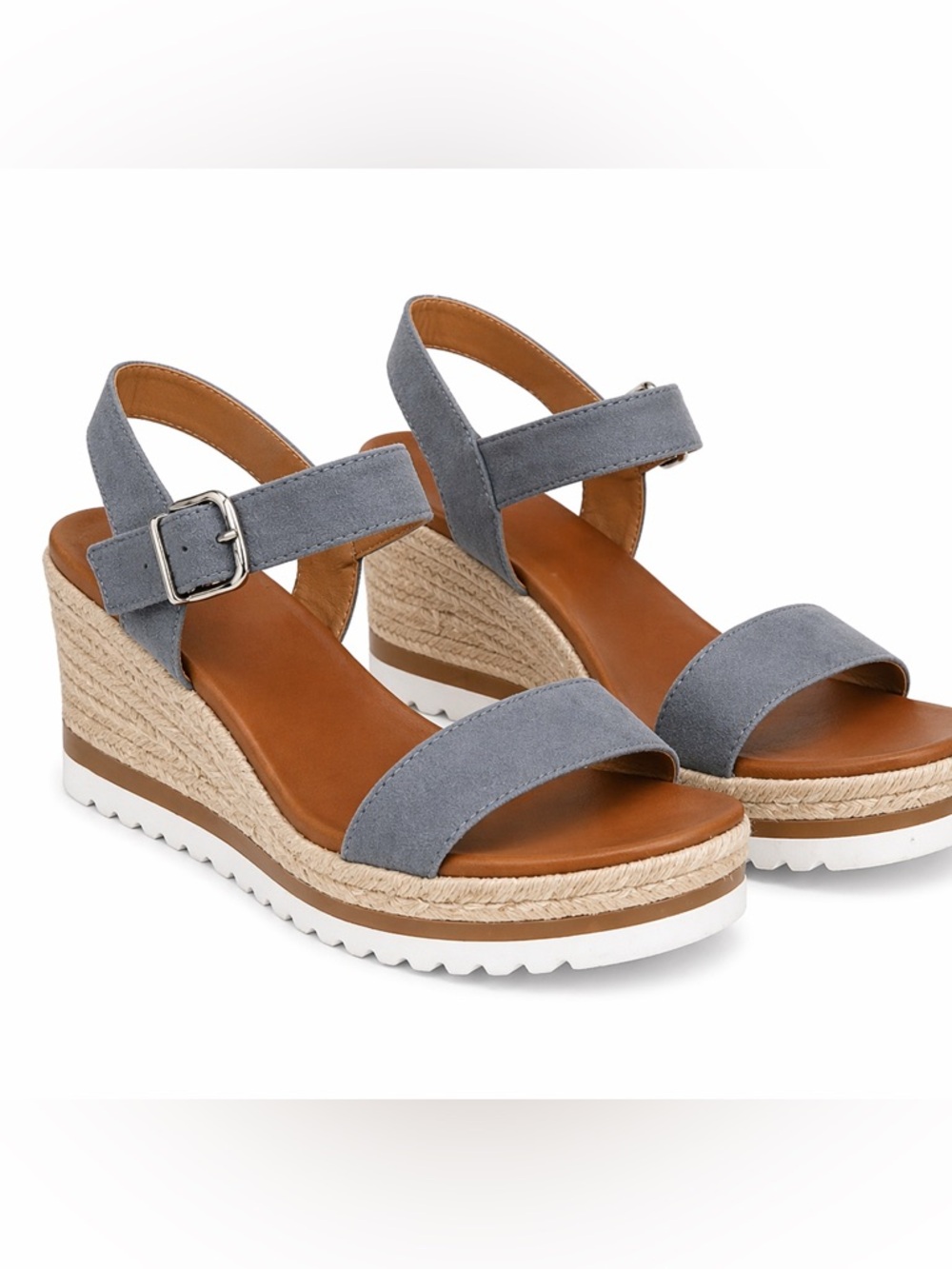 Unisa Blue and Brown Wedge Sandals